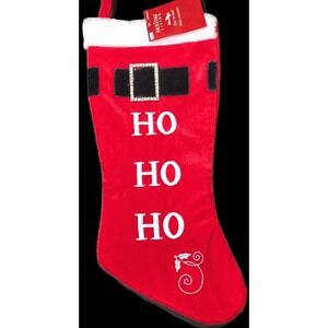 Christmas Stocking, Holiday Living, Ho, Ho, Ho Embroidered on front, 18" x 8"